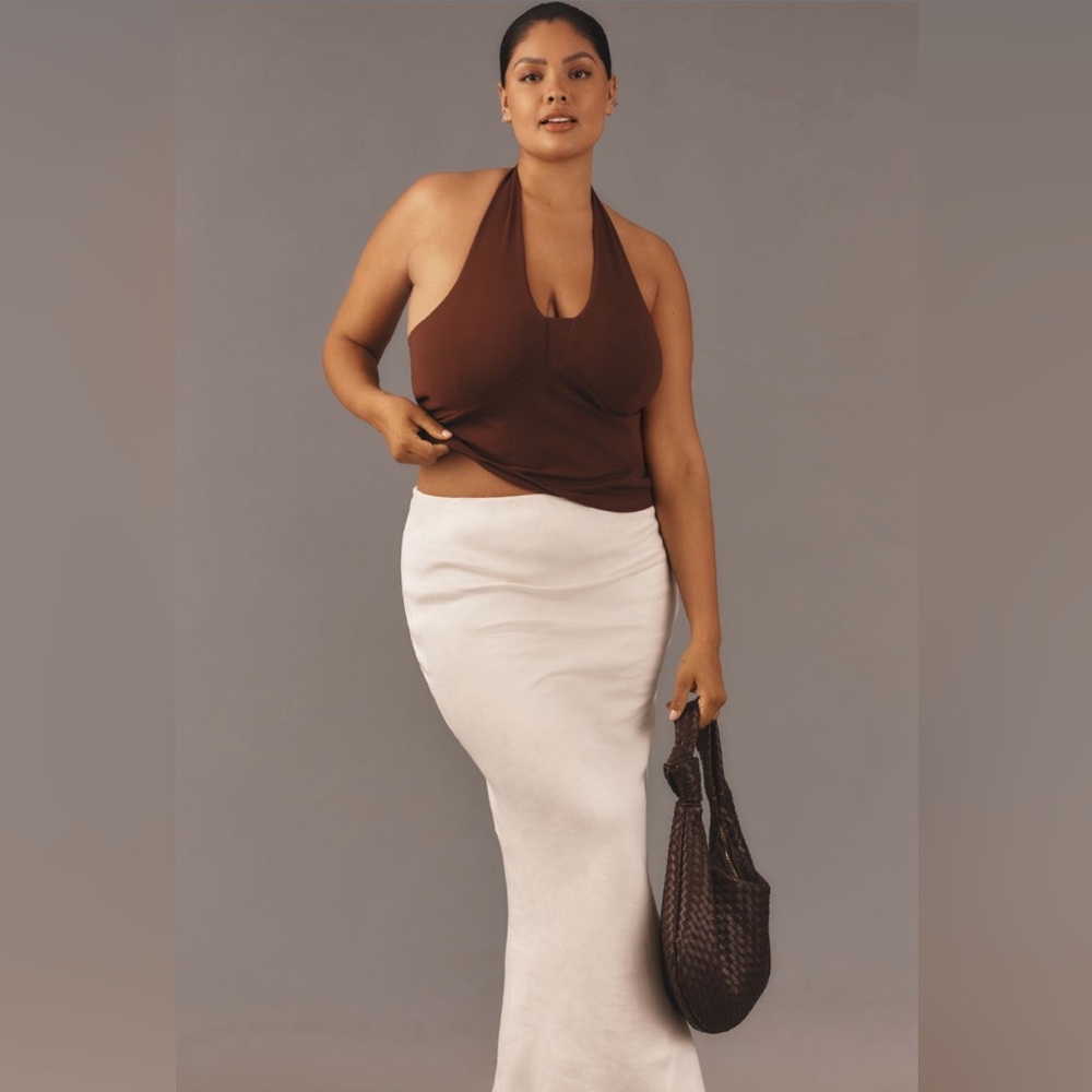 Anthropologie Tailored Cocoa Halter Top NWT 3X